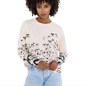 Lisa Todd Cream and Black Heart Sweater